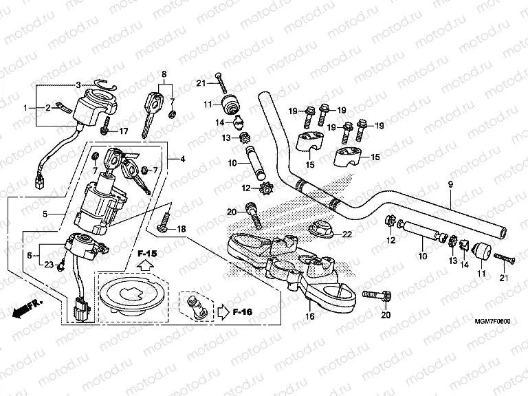 F-6 STEERING BAR PIPE / UPPER BRIDGE
