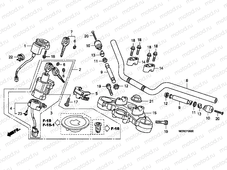 F-6 STEERING BAR PIPE / UPPER BRIDGE