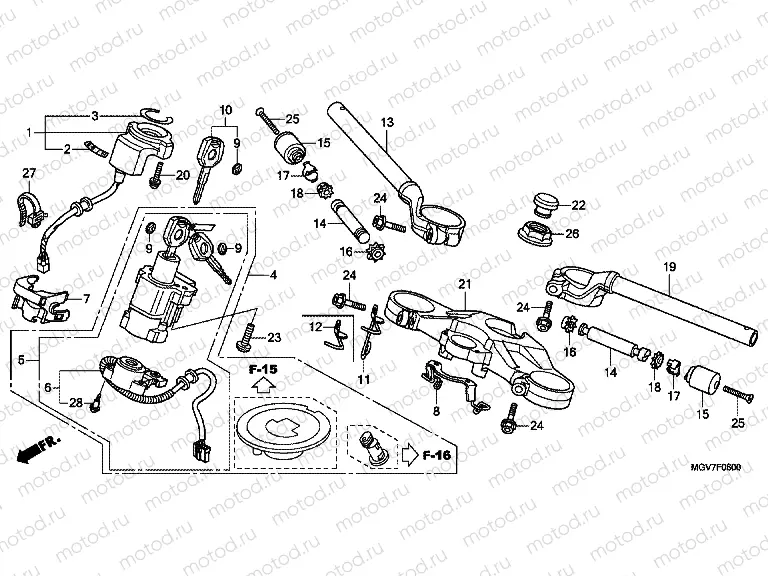 F-6 STEERING BAR PIPE / UPPER BRIDGE