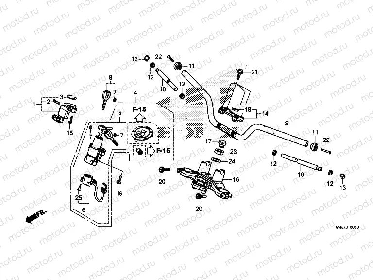 F-6 STEERING BAR PIPE / UPPER BRIDGE