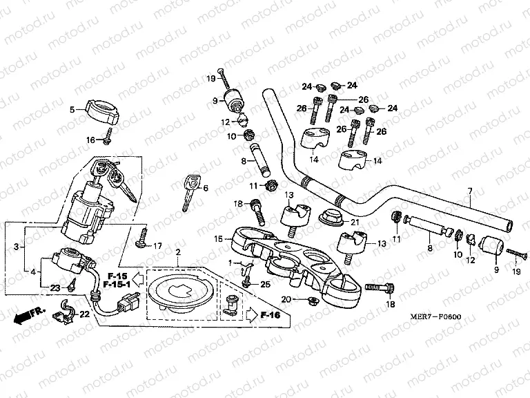 F-6 TIE ROD TUBE / UPPER BRIDGE (CBF600S6 / SA6 / N6 / NA6)