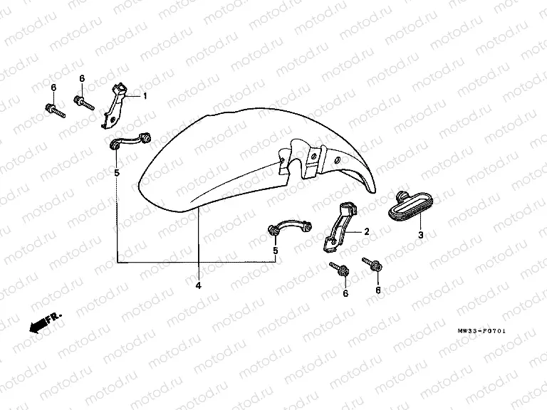 F-7-1 FRONT FENDER (CB750F2)