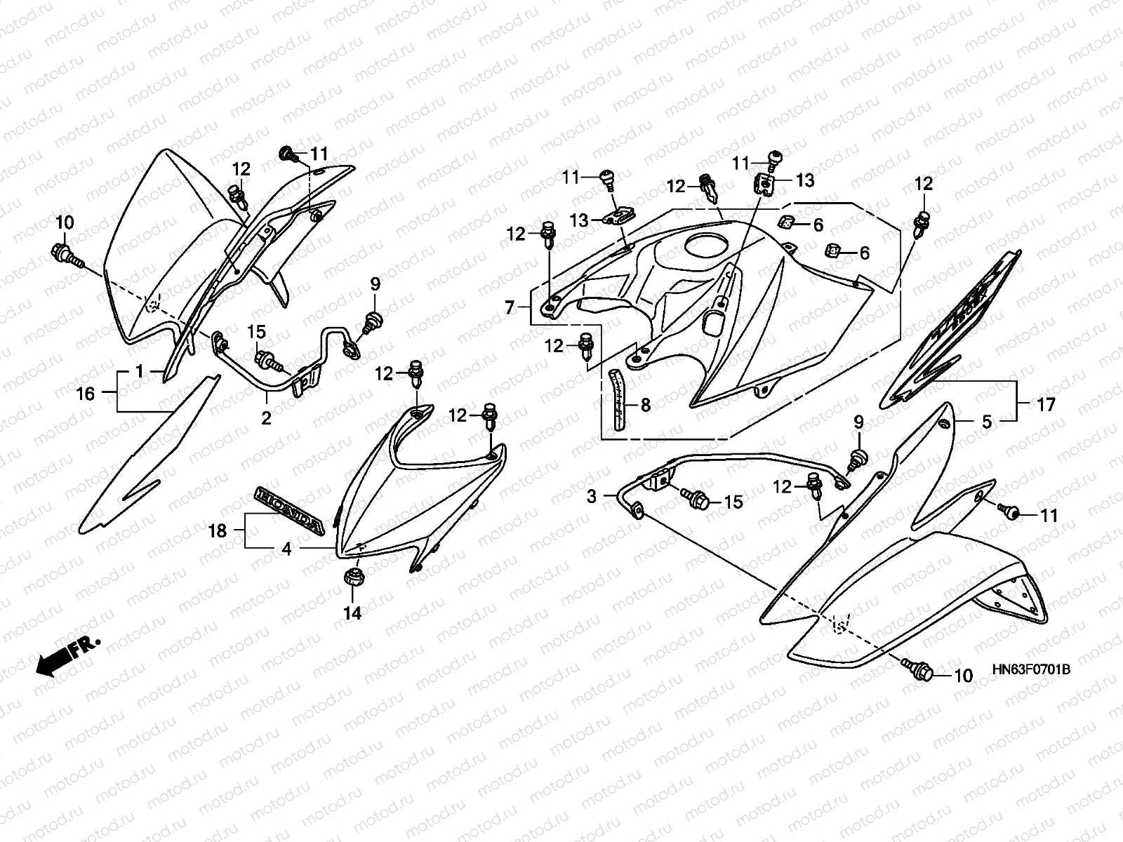 F-7-1 FRONT FENDER (TRX250EX6/7/8)