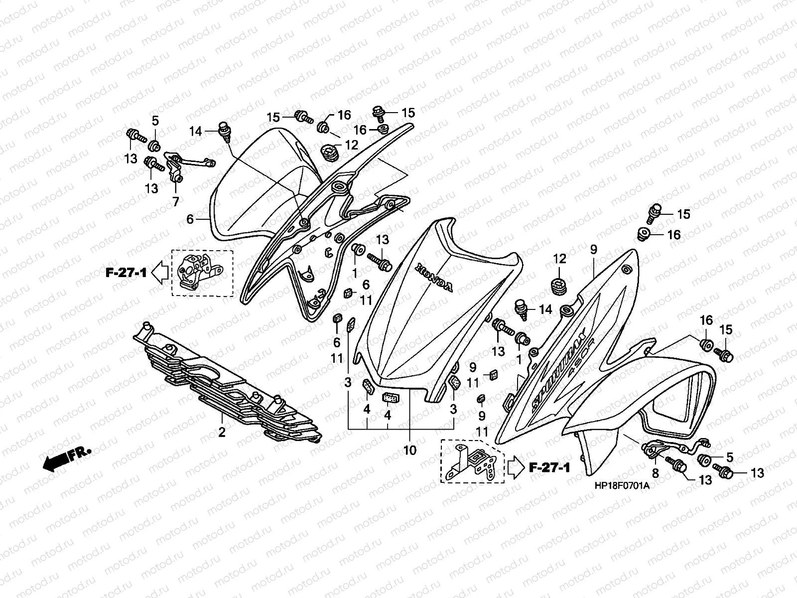 F-7-1 FRONT FENDER (TRX450R6,7,8/ER6,7,8)