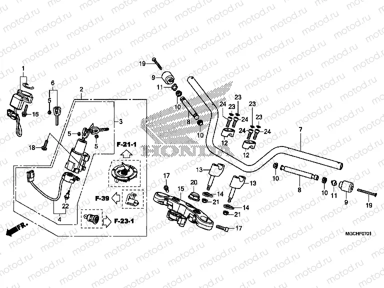 F-7-1 HANDLE PIPE / TOP BRIDGE (CB1100CA / CAD / NA / NAD)