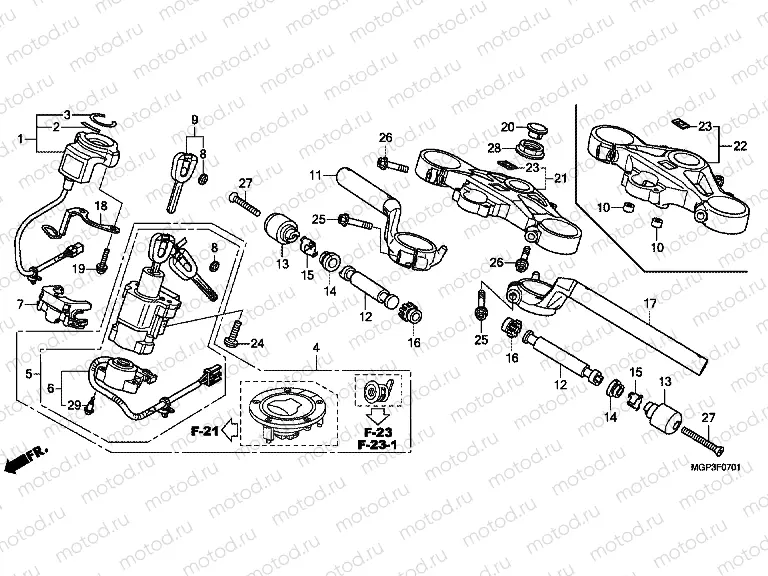 F-7-1 TIE ROD TUBE / UPPER BRIDGE (CBR1000RRE / RAE / CBR1000S / SA)