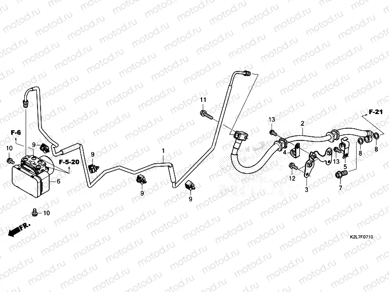 F-7-10 REAR BRAKE PIPE/MODULATOR
