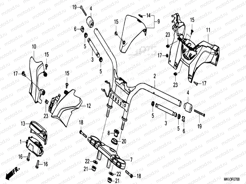 F-7 HANDLE PIPE, TOP BRIDGE & HANDLE COVER