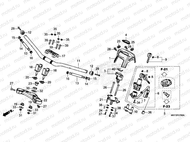 F-7 HANDLE PIPE/TOP BRIDGE (CB650RA)