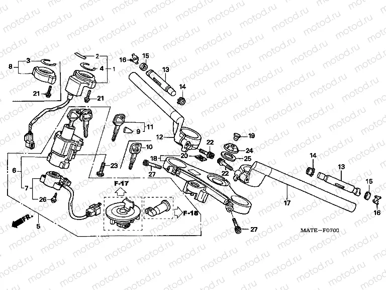 F-7 STEERING BAR PIPE / UPPER BRIDGE