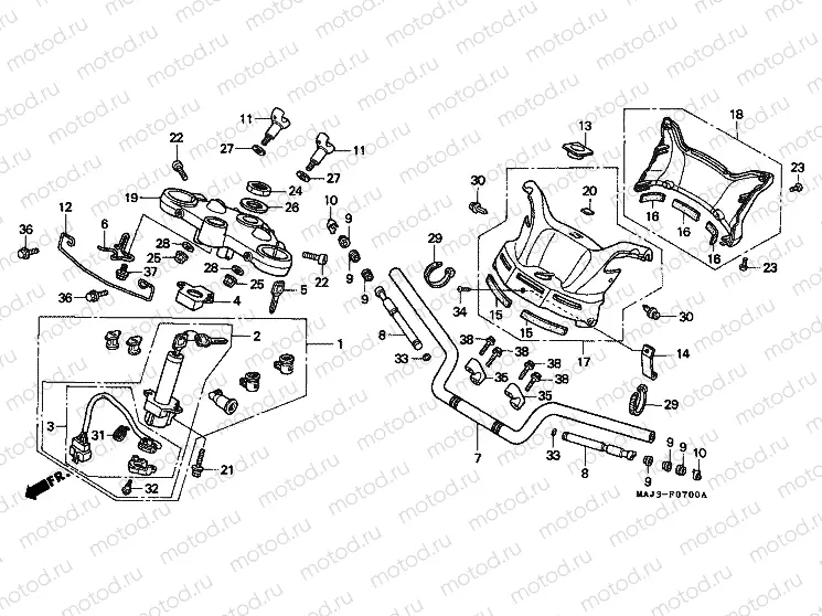 F-7 STEERING BAR PIPE / UPPER BRIDGE