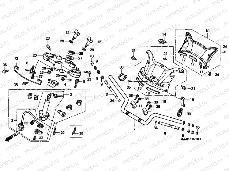 F-7 STEERING BAR PIPE / UPPER BRIDGE