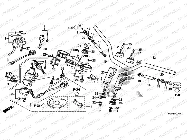 F-7 STEERING BAR PIPE / UPPER BRIDGE