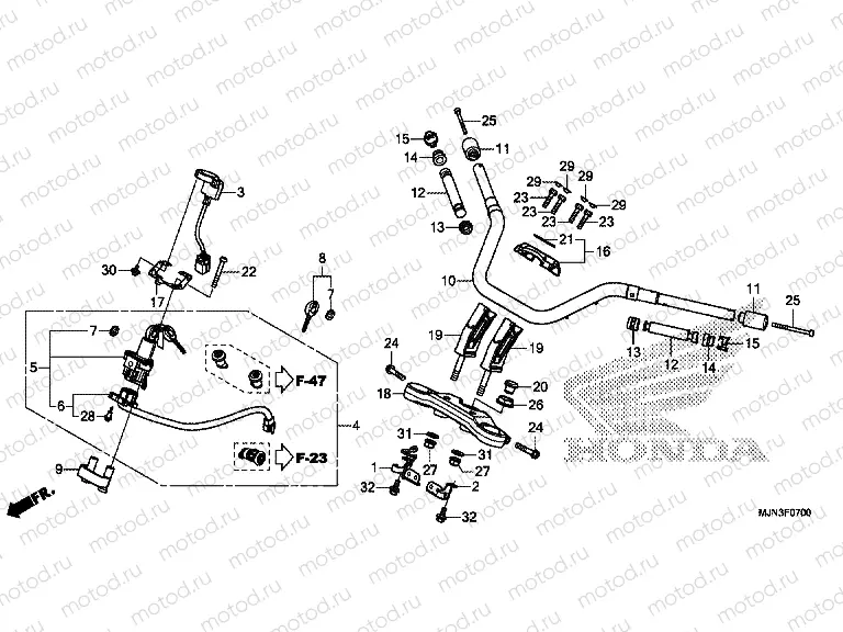 F-7 STEERING BAR PIPE / UPPER BRIDGE