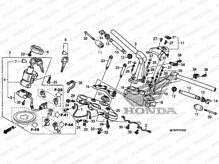 F-7 STEERING BAR PIPE / UPPER BRIDGE