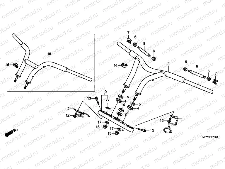 F-7 STEERING BAR PIPE / UPPER BRIDGE