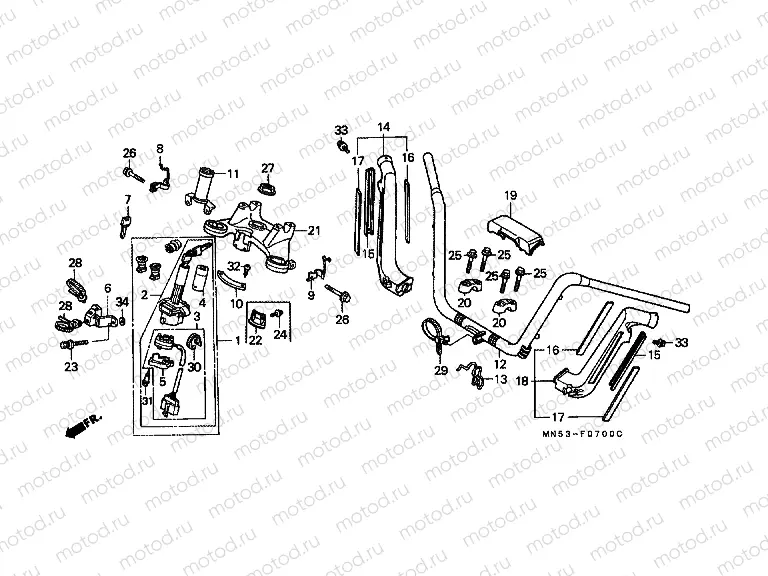 F-7 STEERING BAR PIPE / UPPER BRIDGE