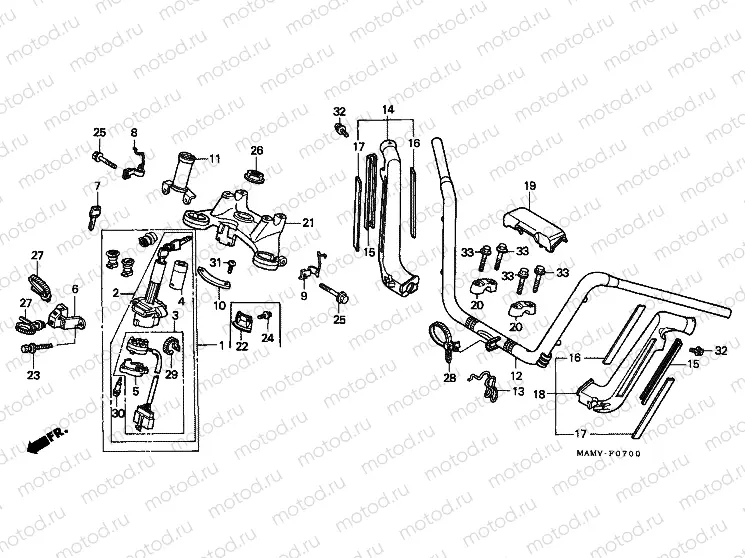 F-7 STEERING BAR PIPE / UPPER BRIDGE