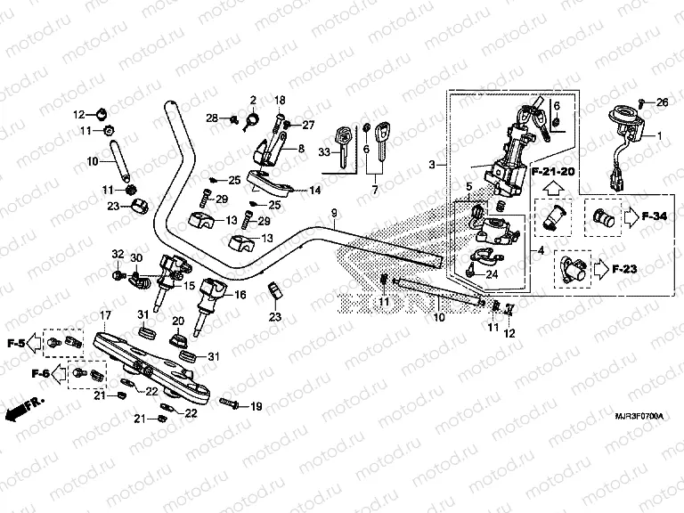 F-7 STEERING BAR PIPE / UPPER BRIDGE