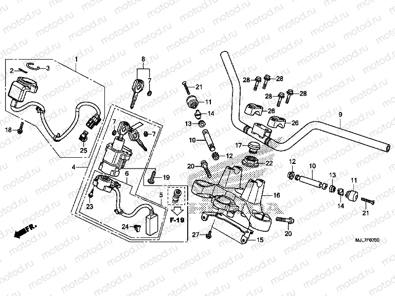 F-7 STEERING BAR PIPE / UPPER BRIDGE