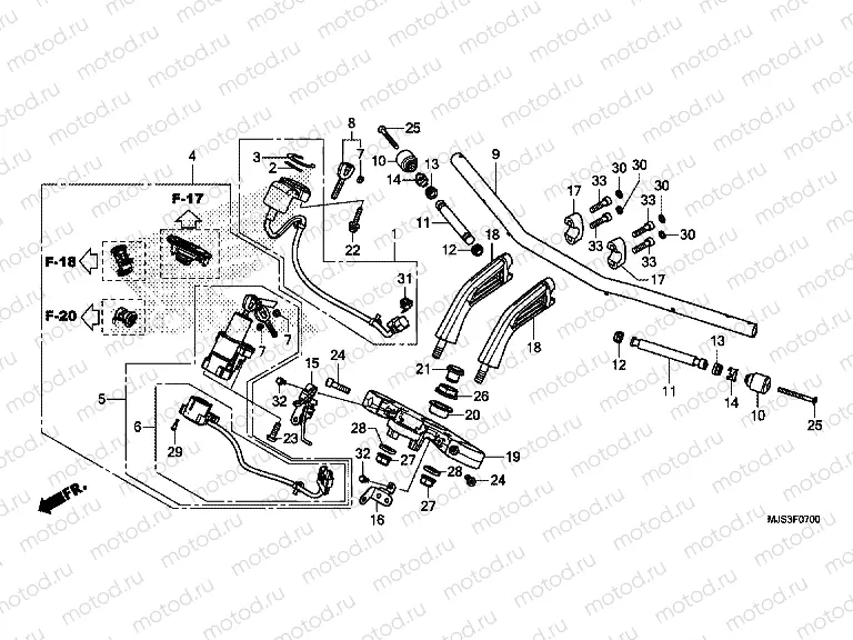 F-7 STEERING BAR PIPE / UPPER BRIDGE