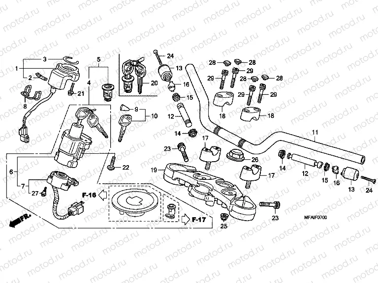 F-7 STEERING BAR PIPE / UPPER BRIDGE