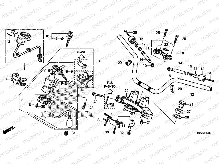 F-7 STEERING BAR PIPE / UPPER BRIDGE