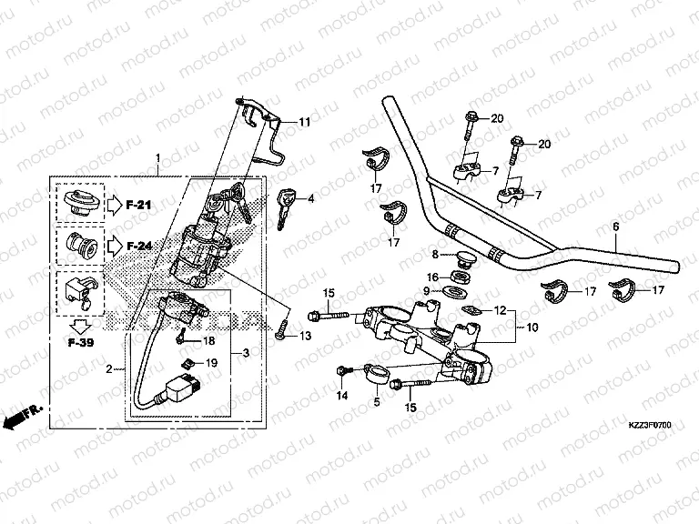F-7 STEERING BAR PIPE / UPPER BRIDGE