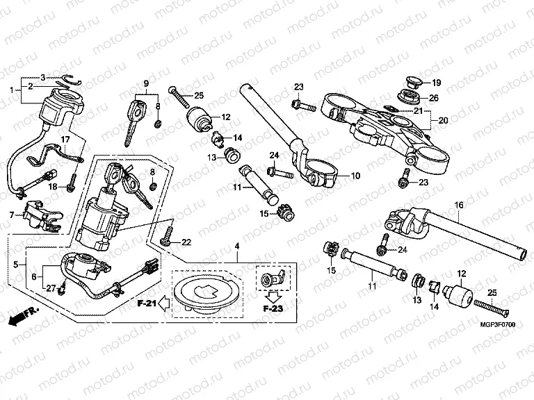 F-7 TIE ROD TUBE / UPPER BRIDGE (CBR1000RRC / D / RAC / D)