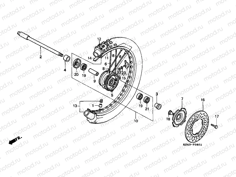 F-8-1 FRONT WHEEL (CR125RN / RP / RR)