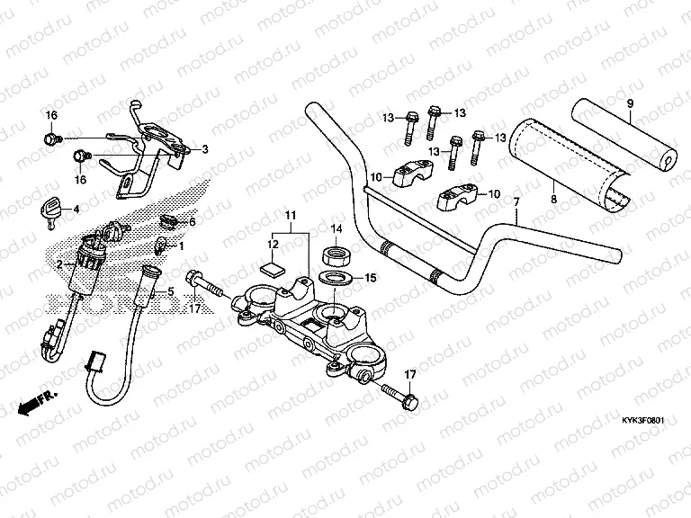 F-8-1 HANDLE PIPE/TOP BRIDGE (CRF110FK/L/M/N)
