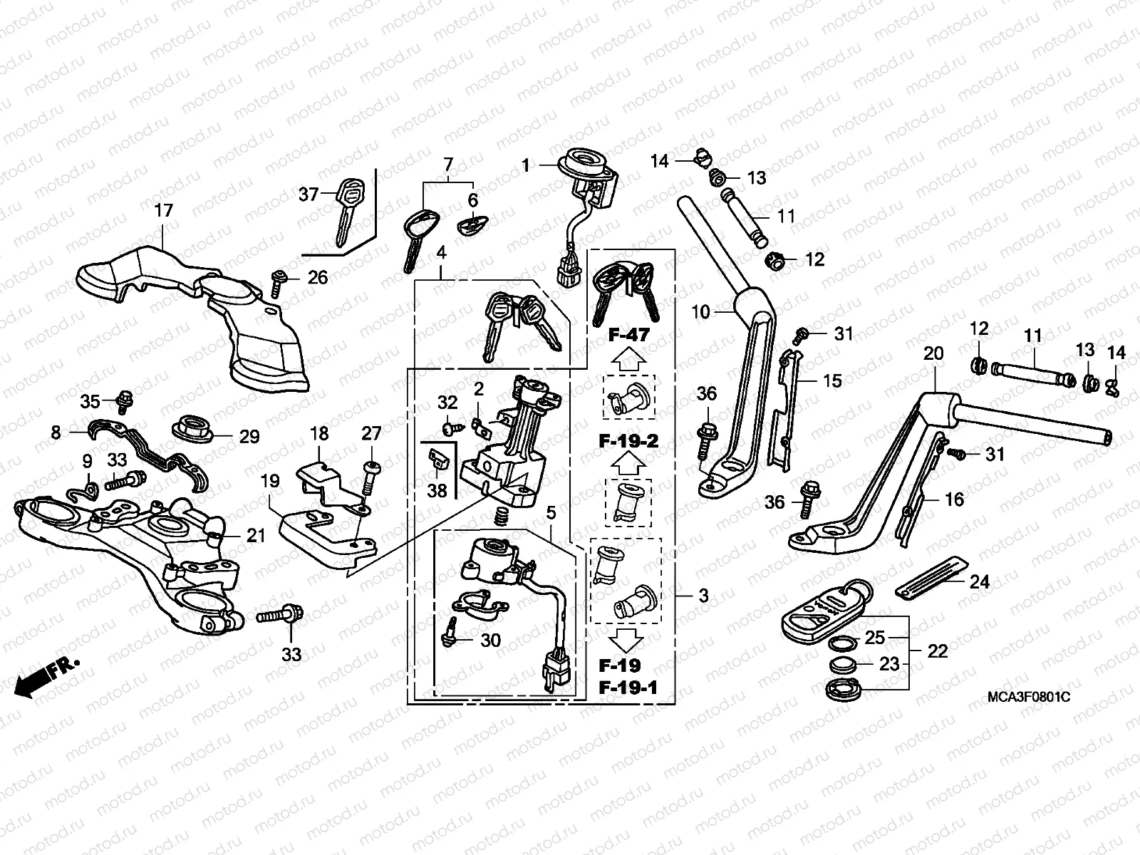 F-8-1 HANDLE PIPE/TOP BRIDGE (GL1800A5)(GL18006/7/8)