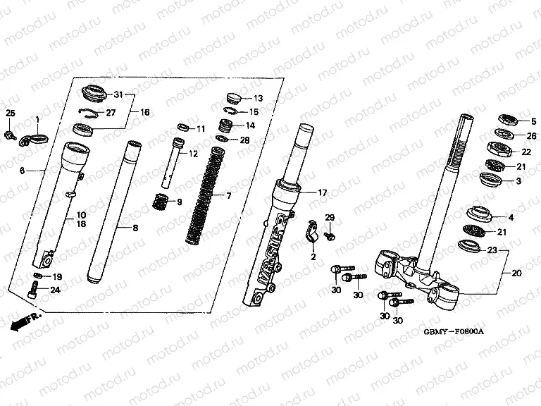F-8 FRONT FORK / STEERING WHEEL