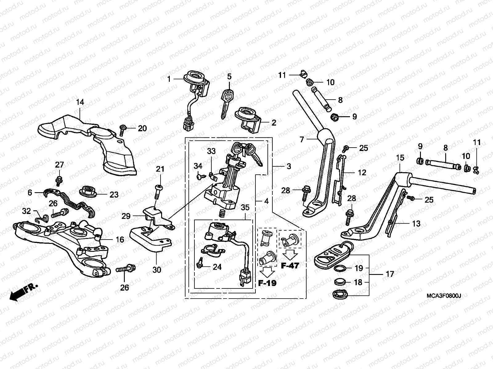 F-8 HANDLE PIPE/TOP BRIDGE (GL1800A1/A2/A3/A4)