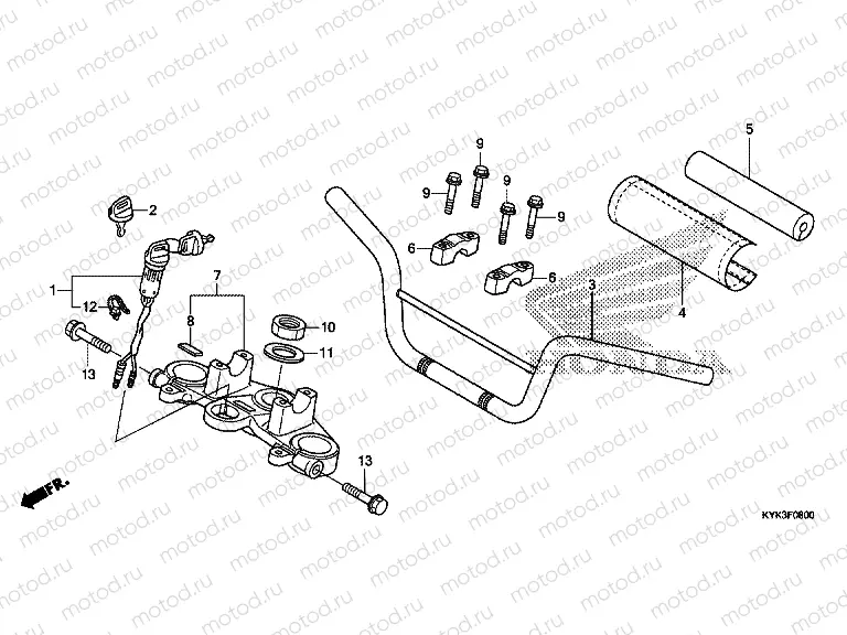 F-8 STEERING BAR PIPE / UPPER BRIDGE