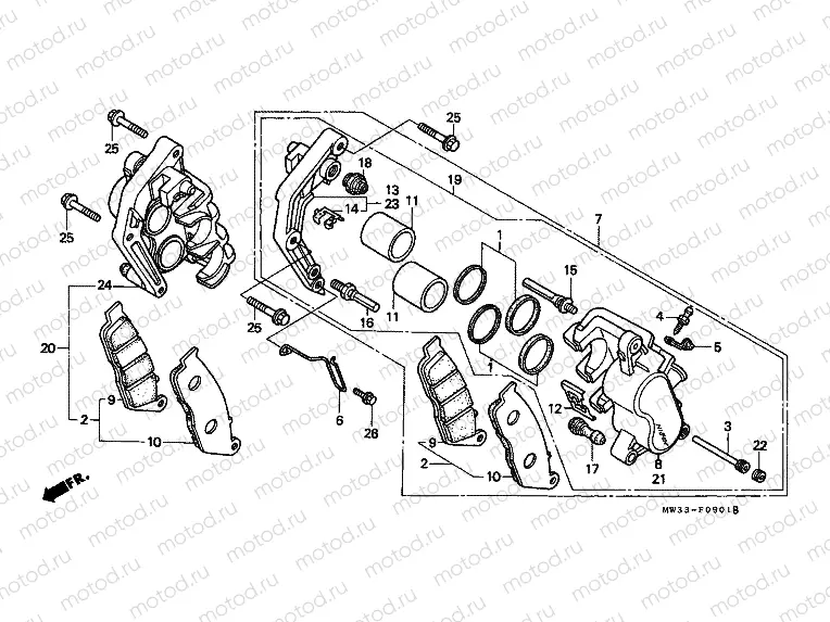 F-9-1 FRONT BRAKE CALIPER (CB750F2)