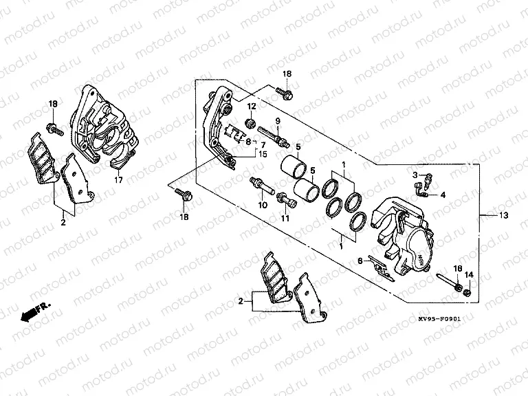 F-9-1 FRONT BRAKE CALIPER (CBR600FS / 3F / T / 3T / SET)