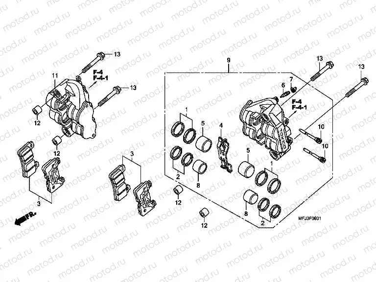 F-9-1 FRONT BRAKE CALIPER (CBR600RR9, A, B / RA9, A, B)
