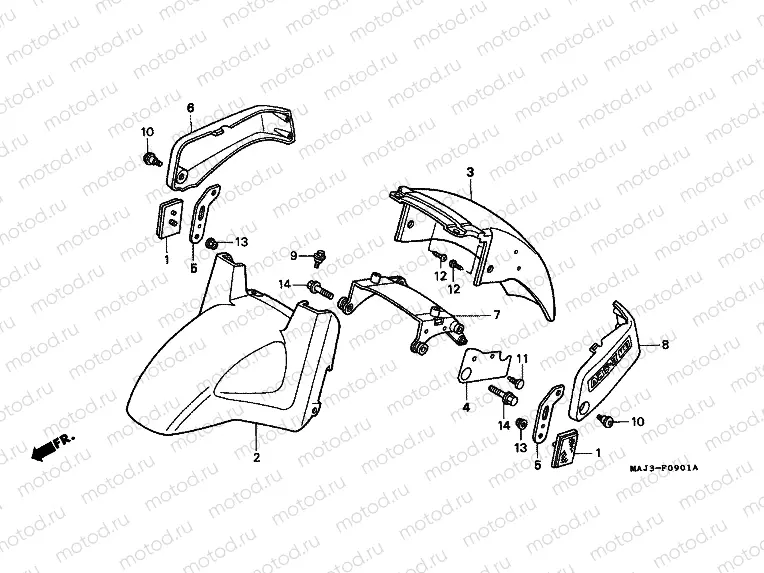 F-9-1 FRONT FENDER (ST1100AT / AV / AW)
