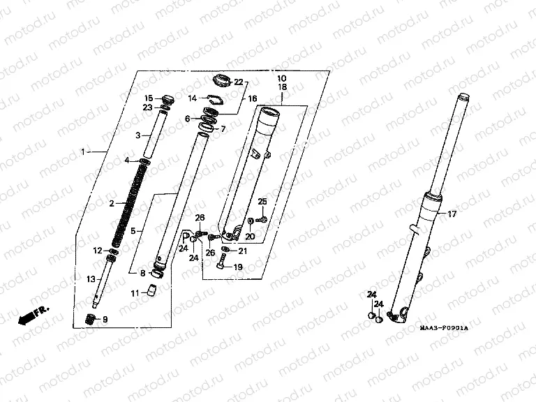 F-9-1 FRONT FORK (VT1100C2)