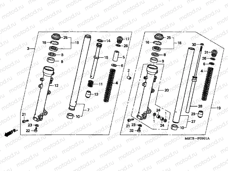F-9-1 FRONT FORK (XL1000VA)