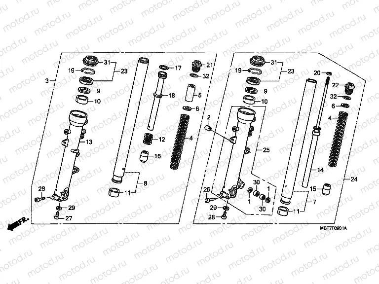 F-9-1 FRONT FORK (XL1000VA)