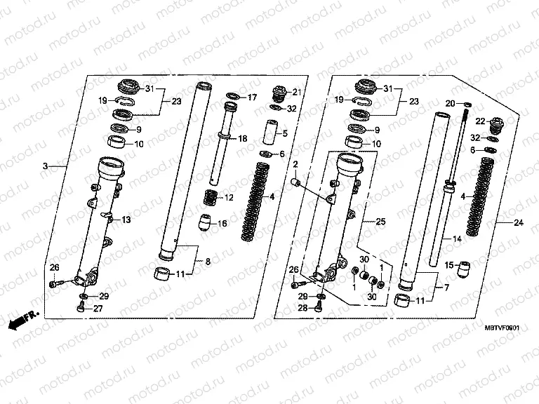 F-9-1 FRONT FORK (XL1000VA)