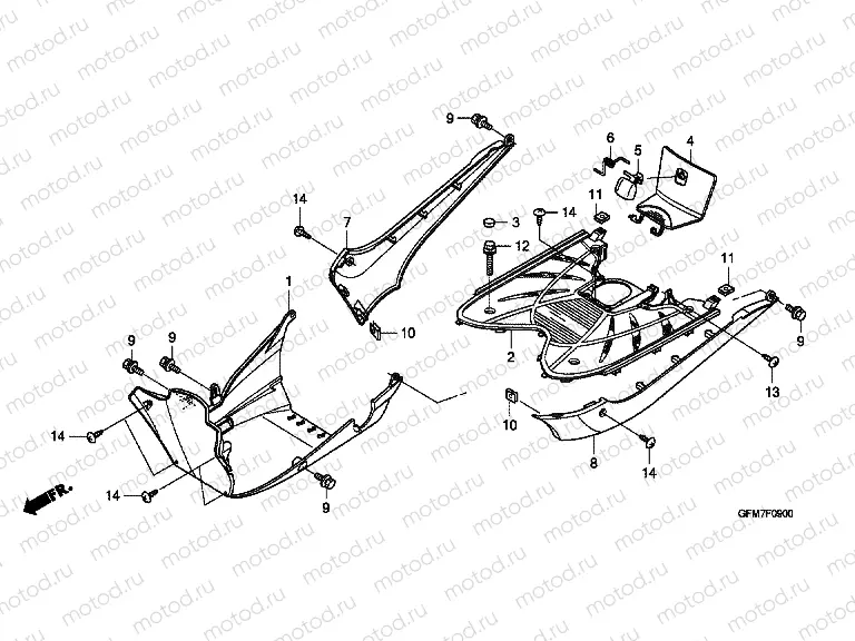 F-9 FLOOR FOOTREST / LOWER COVER