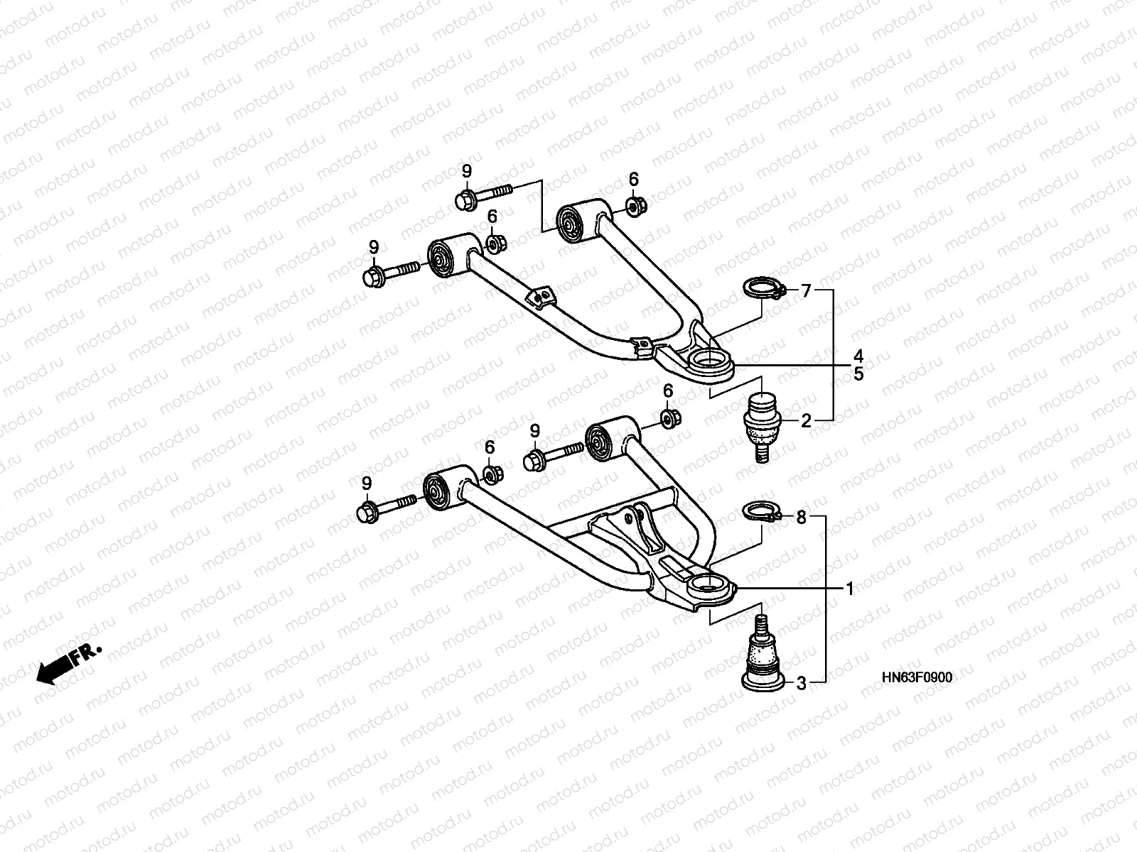 F-9 FRONT ARM (TRX250EX1/2/3/4/5)