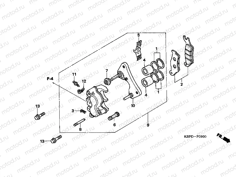 F-9 FRONT BRAKE CALIPER (CBF1505 / M5 / 6 / M6 / 7 / M7 / M9 / MA / MB)