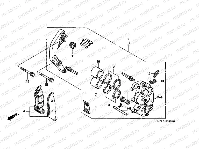 F-9 FRONT BRAKE CALIPER (NT650VW / X / Y / 1)