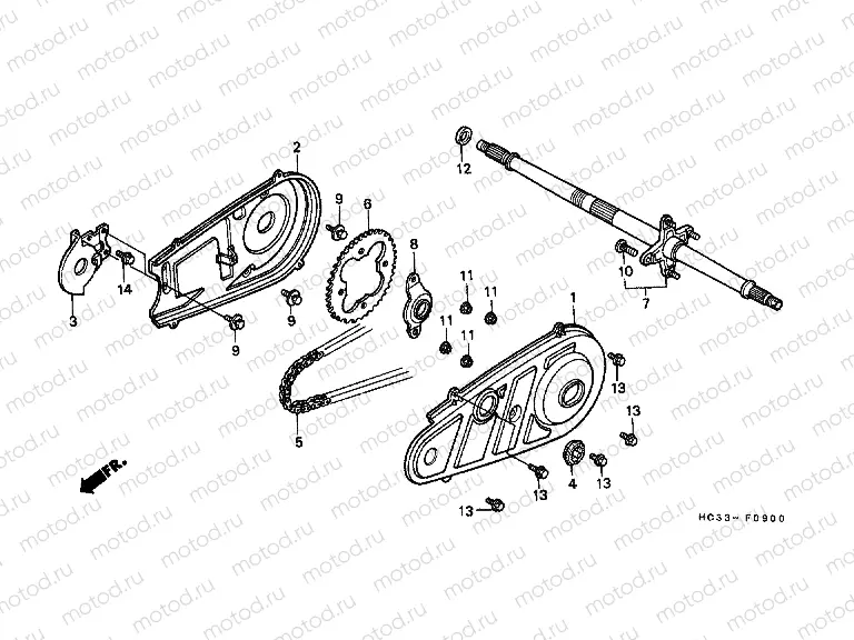 F-9 REAR WHEEL AXLE / CHAIN ​​CABINET