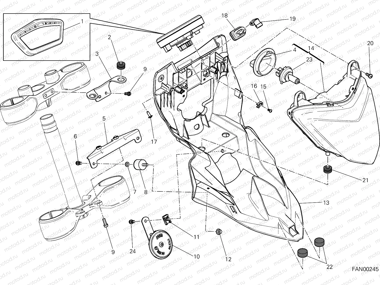 FANALE ANTERIORE E CRUSCOTTO [MOD:HYM-SP;XST:AUS,EUR,FRA,JAP]