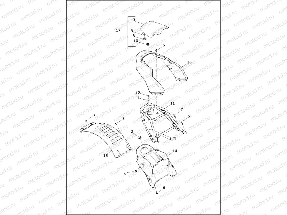 FENDER AND SUPPORTS, REAR